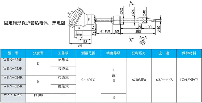 电站测温热电偶高温高压规格表